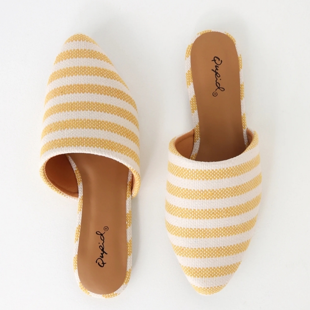 Yellow and White Striped Mules FLAW